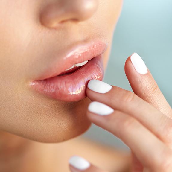 Closeup of plump lips after dermal fillers