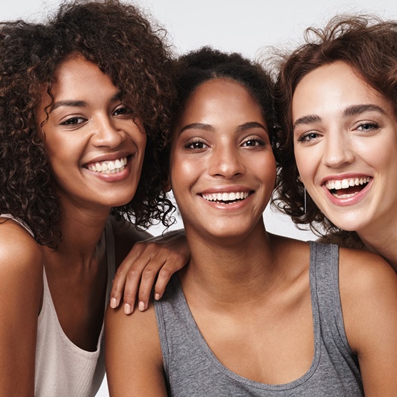Women with beautiful complexions after exosome skin treatment
