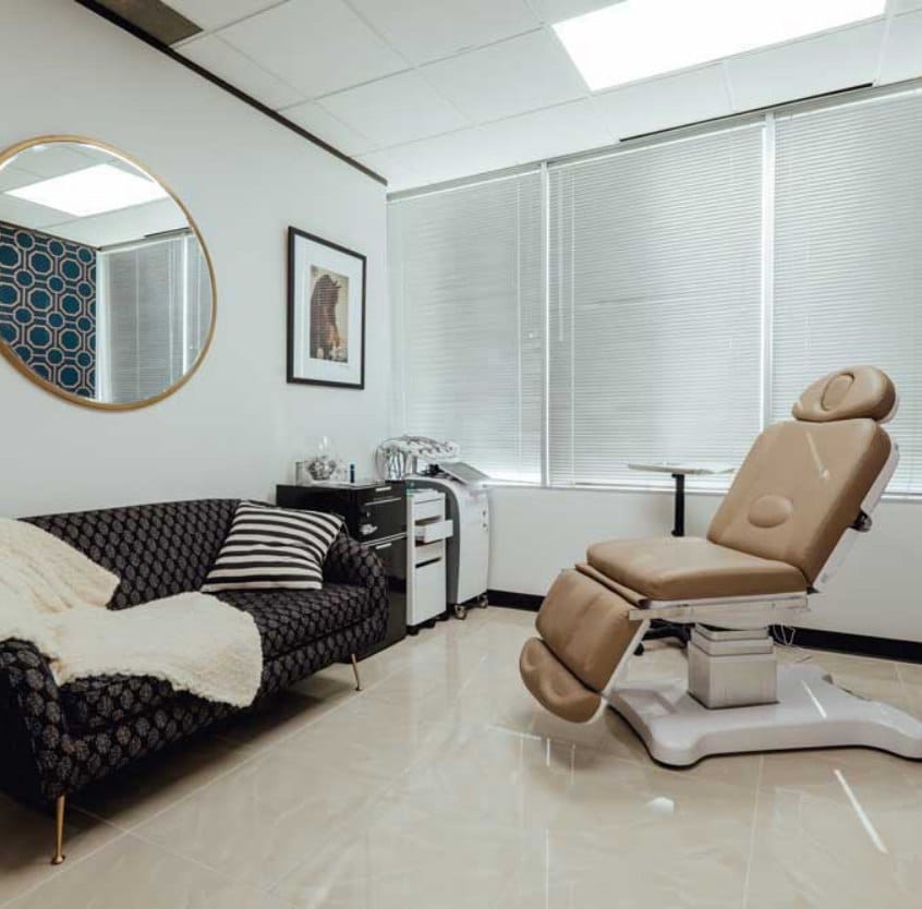 Treatment room where medical spa services are offered