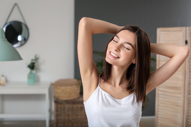 woman happy with underarms 